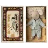 Lillebror mus i tändsticksask blå